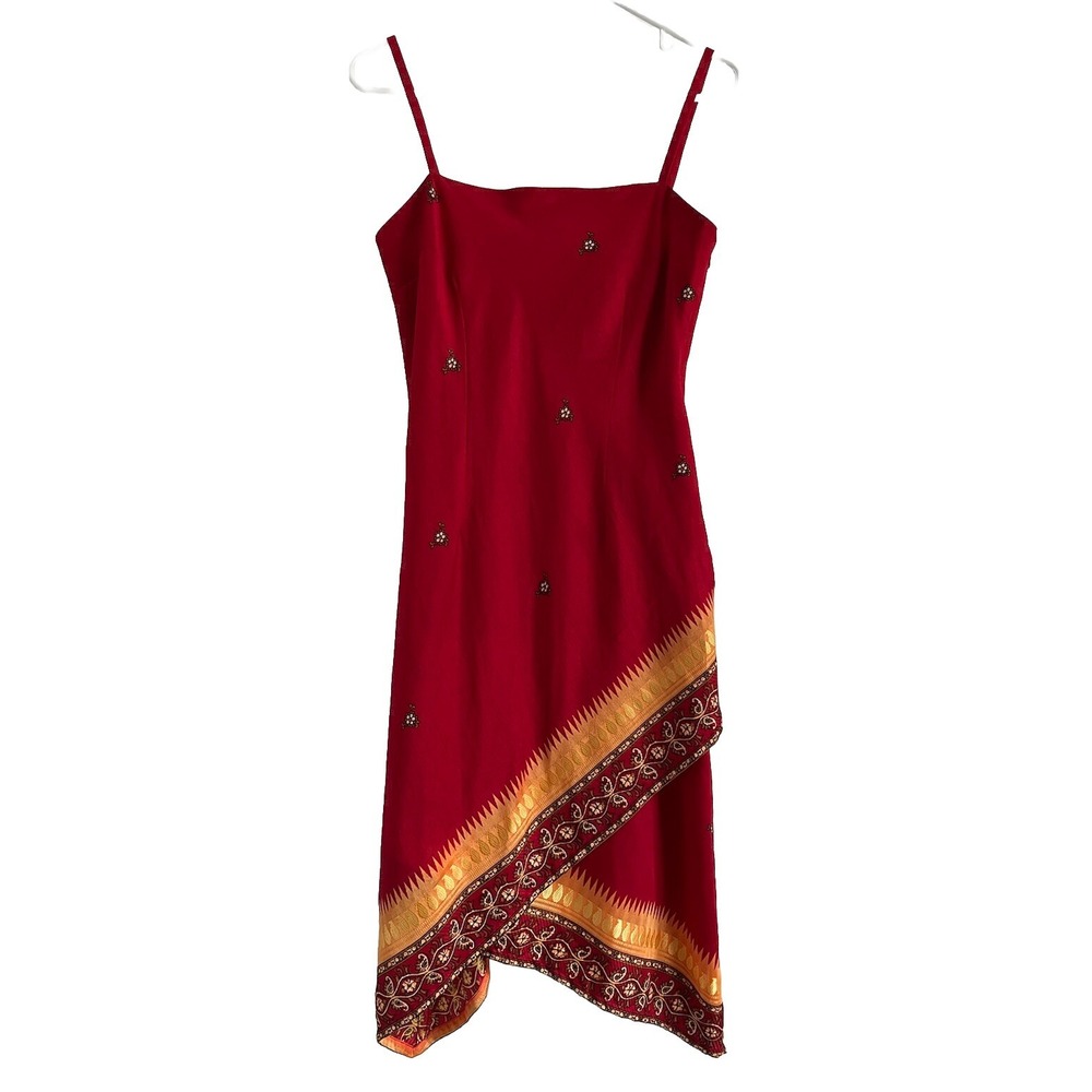 Scarlett Sun Dress with Vibrant Colors Size 7/8 Junior Made in India Red 90s Y2K